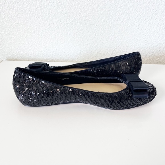 Kate Spade Black Sequin Rounded Toe Ballet Flats Size 7 - Picture 5 of 11